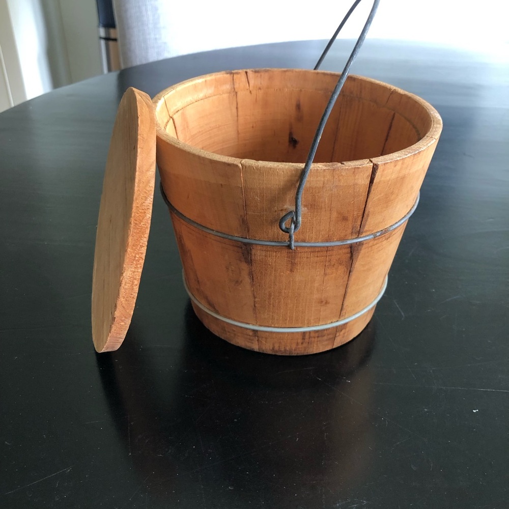 Antique Vintage Firkin Wooden Bucket with Handle - Picture 2 of 9